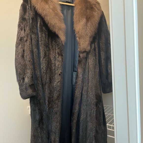 Fur Collar Adolfo Fur Coats Long Warm Adolfo Mink Fur Coat